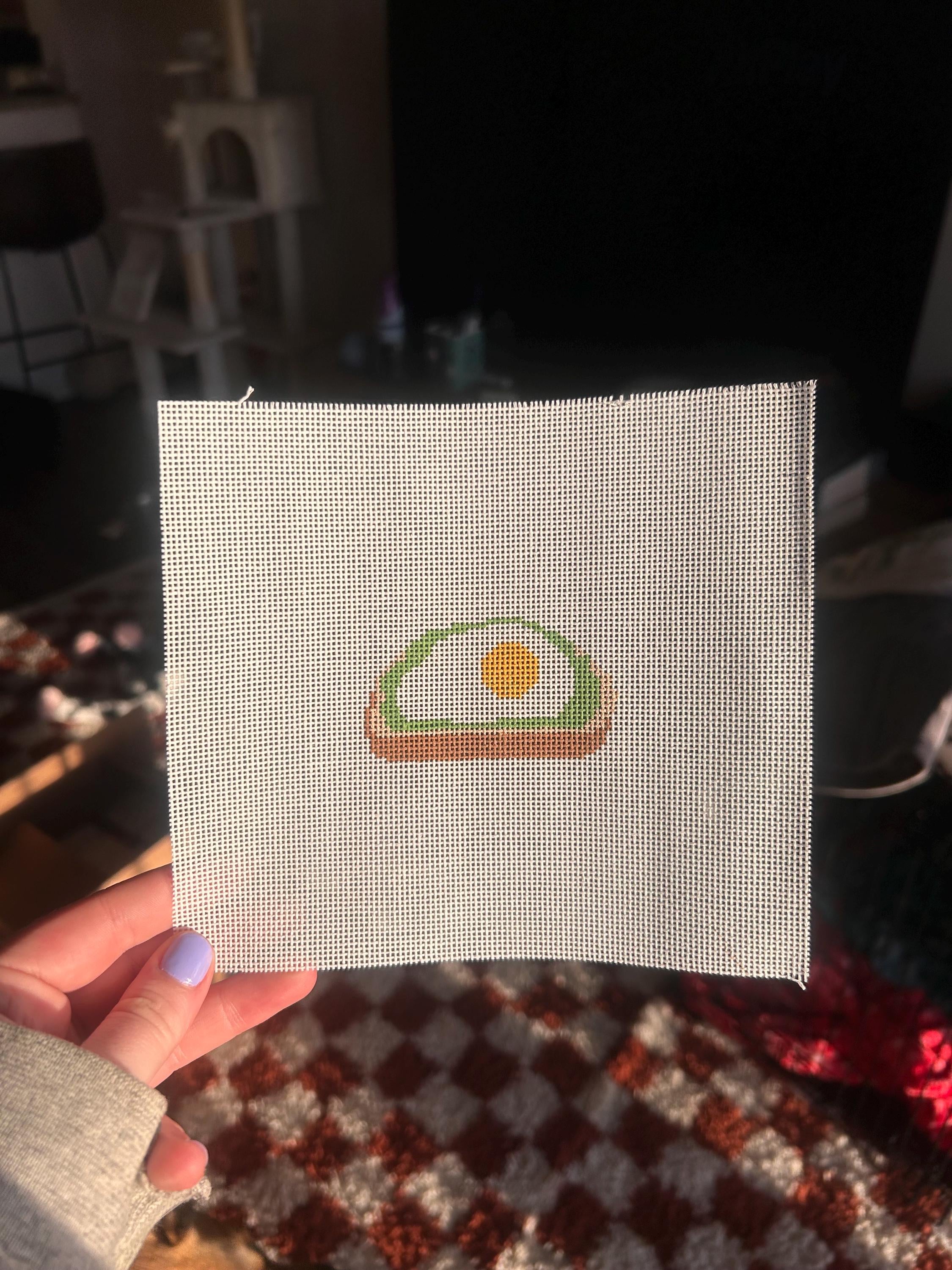Avocado Toast Needlepoint Canvas: Modern Mini Design