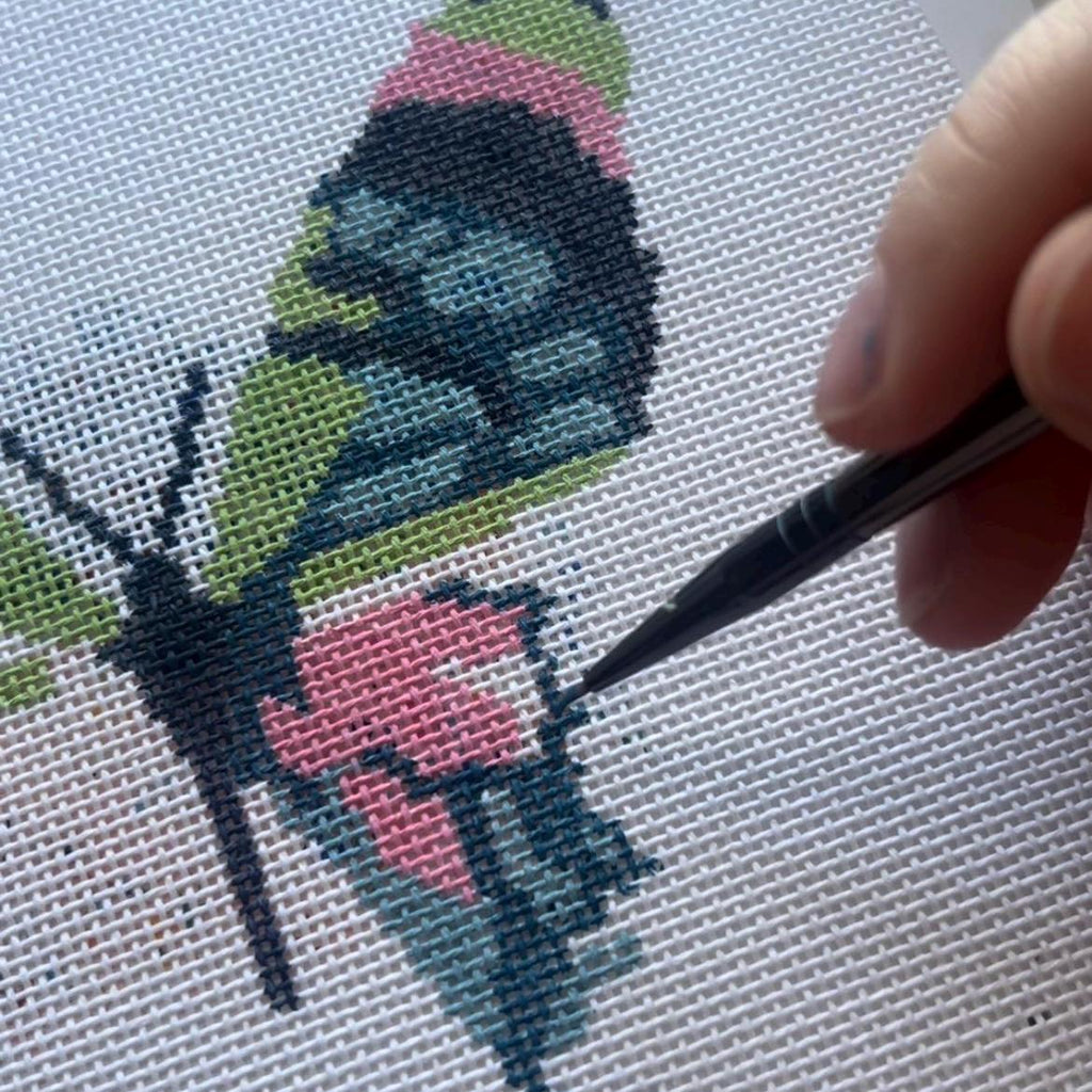 Butterfly Needlepoint Canvas - Hand Painted 18 Mesh Ornament