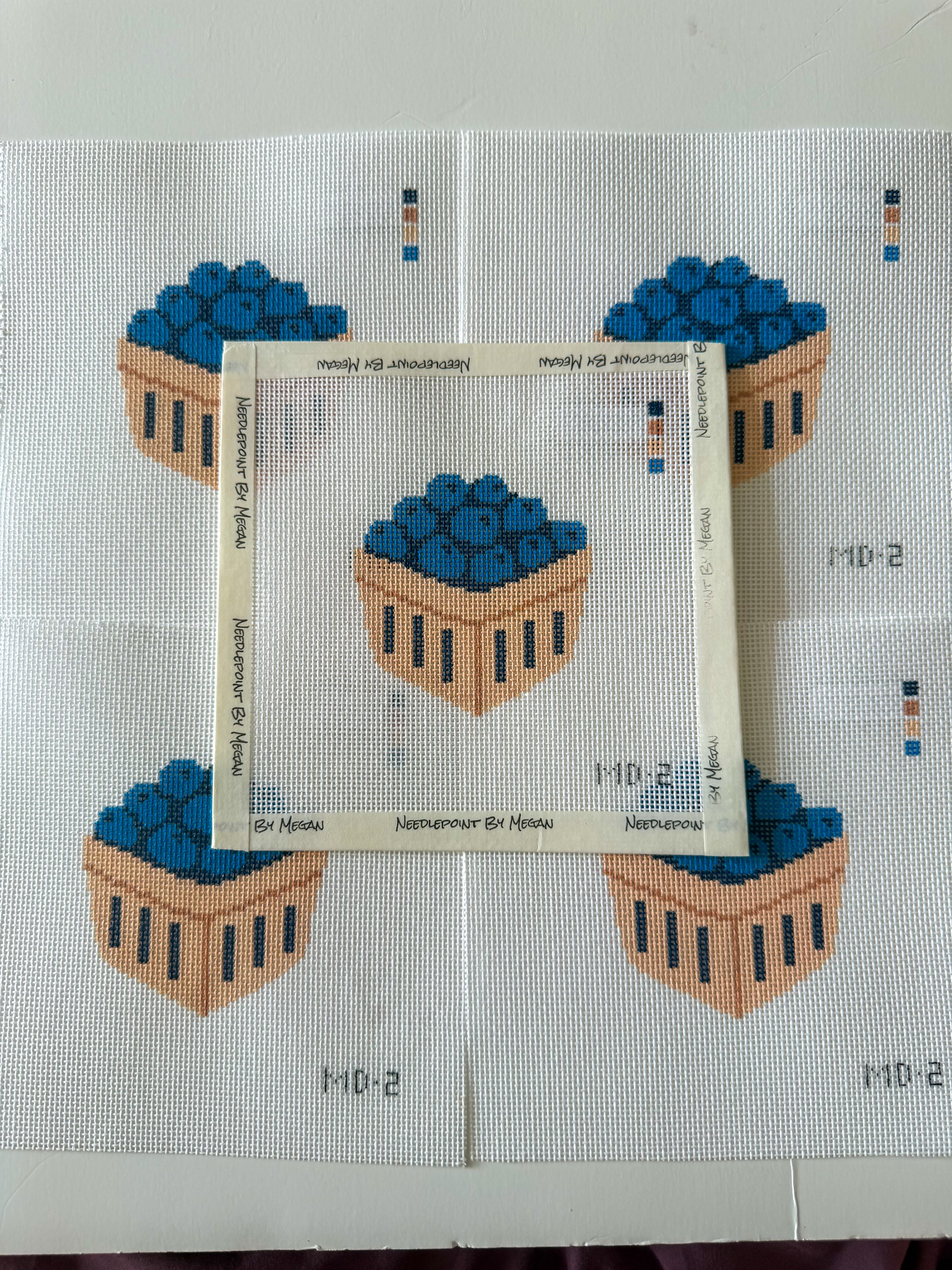 Blueberry Basket Needlepoint Canvas: Hand-Painted 3" Design