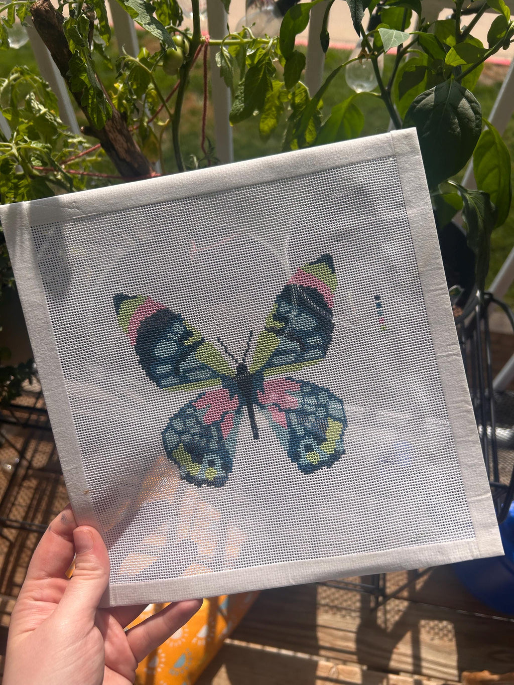 Butterfly Needlepoint Canvas - Hand Painted 18 Mesh Ornament